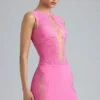 Mini spódniczka Joni z ozdobami, o średniej wysokości talii, w kolorze Bubblegum Pink Mini spódniczka Joni z ozdobami, o średniej wysokości talii, w kolorze Bubblegum Pink