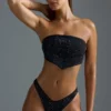 Oh Polly Moda kąpielowa: Top bikini bandeau z ozdobną chustą z edycji HOTFIX w kolorze czarnym