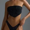 Oh Polly Moda kąpielowa: Top bikini bandeau z ozdobną chustą z edycji HOTFIX w kolorze czarnym