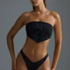 Oh Polly Moda kąpielowa: Top bikini bandeau z ozdobną chustą z edycji HOTFIX w kolorze czarnym