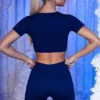 Prążkowane mini szorty w kolorze granatowym Prążkowane mini szorty w kolorze granatowym