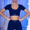 Prążkowane mini szorty w kolorze granatowym Prążkowane mini szorty w kolorze granatowym