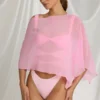 Przezroczyste ponczo Zarayah w kolorze Candyfloss Pink Przezroczyste ponczo Zarayah w kolorze Candyfloss Pink