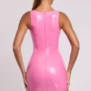 Różowa sukienka Mini bodycon z głębokim dekoltem Allani Vinyl Różowa sukienka Mini bodycon z głębokim dekoltem Allani Vinyl