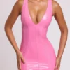 Różowa sukienka Mini bodycon z głębokim dekoltem Allani Vinyl Różowa sukienka Mini bodycon z głębokim dekoltem Allani Vinyl