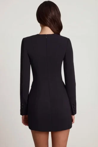 Samantae – mini sukienka w stylu marynarki z zapięciem na jeden rząd guzików, kolor czarny Samantae – mini sukienka w stylu marynarki z zapięciem na jeden rząd guzików, kolor czarny