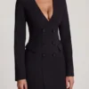 Samantae – mini sukienka w stylu marynarki z zapięciem na jeden rząd guzików, kolor czarny Samantae – mini sukienka w stylu marynarki z zapięciem na jeden rząd guzików, kolor czarny