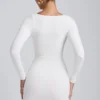 Sana Modal Ruched Long-Sleeve Sukienka Mini w kolorze białym Sana Modal Ruched Long-Sleeve Sukienka Mini w kolorze białym