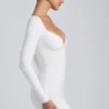 Sana Modal Ruched Long-Sleeve Sukienka Mini w kolorze białym Sana Modal Ruched Long-Sleeve Sukienka Mini w kolorze białym