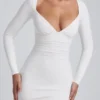 Sana Modal Ruched Long-Sleeve Sukienka Mini w kolorze białym Sana Modal Ruched Long-Sleeve Sukienka Mini w kolorze białym