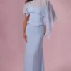 Peleryna z szyfonu Velina w kolorze pudrowego błękitu Peleryna z szyfonu Velina w kolorze pudrowego błękitu