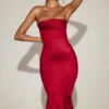 Satynowa sukienka midi z falbanami i koronką Belsa w kolorze True Red