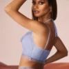 Selena – gorset z ozdobnym dekoltem typu cowl w kolorze niebieskim Selena – gorset z ozdobnym dekoltem typu cowl w kolorze niebieskim