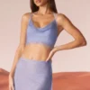 Selena – gorset z ozdobnym dekoltem typu cowl w kolorze niebieskim Selena – gorset z ozdobnym dekoltem typu cowl w kolorze niebieskim