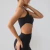 Shyla – obcisła sukienka mini z marszczonymi wycięciami z czarnego jerseyu Shyla – obcisła sukienka mini z marszczonymi wycięciami z czarnego jerseyu