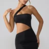 Shyla – obcisła sukienka mini z marszczonymi wycięciami z czarnego jerseyu Shyla – obcisła sukienka mini z marszczonymi wycięciami z czarnego jerseyu