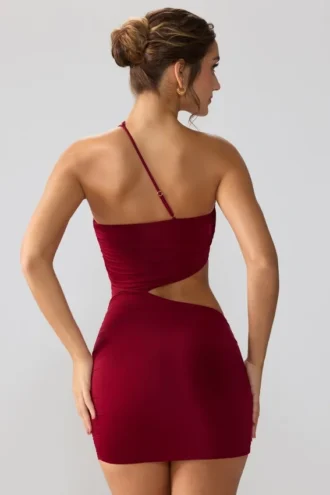 Shyla Slinky Jersey Ruched Cut Out Sukienka Mini w kolorze rubinowym Shyla Slinky Jersey Ruched Cut Out Sukienka Mini w kolorze rubinowym