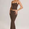 Spódnica maxi Avenley z modalu o średnim stanie i kroju typu fishtail w kolorze czekoladowego brązu Spódnica maxi Avenley z modalu o średnim stanie i kroju typu fishtail w kolorze czekoladowego brązu