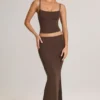 Spódnica maxi Avenley z modalu o średnim stanie i kroju typu fishtail w kolorze czekoladowego brązu Spódnica maxi Avenley z modalu o średnim stanie i kroju typu fishtail w kolorze czekoladowego brązu