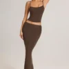 Spódnica maxi Avenley z modalu o średnim stanie i kroju typu fishtail w kolorze czekoladowego brązu Spódnica maxi Avenley z modalu o średnim stanie i kroju typu fishtail w kolorze czekoladowego brązu
