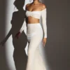 Spódnica maxi Nixie Velvet z aksamitu w kolorze kości słoniowej Spódnica maxi Nixie Velvet z aksamitu w kolorze kości słoniowej