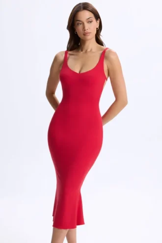 Sukienka Lois Modal Plunge Open-Back Midaxi w kolorze wiśniowym Sukienka Lois Modal Plunge Open-Back Midaxi w kolorze wiśniowym
