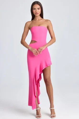 Sukienka maxi Acelynn z wycięciami i falbanami w kolorze Lollipop Pink Sukienka maxi Acelynn z wycięciami i falbanami w kolorze Lollipop Pink