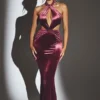 Sukienka maxi Adriana z aksamitu w kolorze bordowym Sukienka maxi Adriana z aksamitu w kolorze bordowym