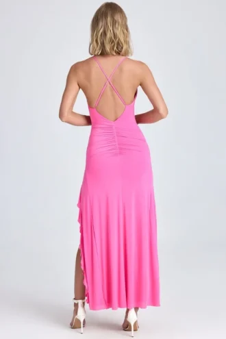 Sukienka maxi Coraline z marszczonymi falbanami w kolorze Lollipop Pink Sukienka maxi Coraline z marszczonymi falbanami w kolorze Lollipop Pink