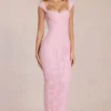 Sukienka maxi Elisa z dekoltem w kształcie serca w kolorze Blossom Pink