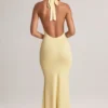 Sukienka maxi Hallie z modalu z wiązaniem na szyi w kolorze Lemon Sherbet