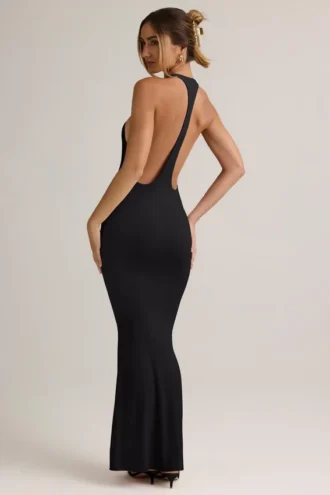 Sukienka maxi Imelda z modalu z tyłem typu racerback w kolorze czarnym