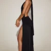 Sukienka maxi Merryth z miękkiej dzianiny dżersejowej z dekoltem halter i odkrytymi plecami w kolorze czarnym