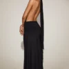Sukienka maxi Merryth z miękkiej dzianiny dżersejowej z dekoltem halter i odkrytymi plecami w kolorze czarnym