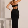 Sukienka maxi Monte Carlo z ozdobnym dekoltem w serek w kolorze czarnym Sukienka maxi Monte Carlo z ozdobnym dekoltem w serek w kolorze czarnym