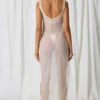 Sukienka Maxi Pacifica z wycięciami i perłowymi detalami w kolorze perłowej bieli Sukienka Maxi Pacifica z wycięciami i perłowymi detalami w kolorze perłowej bieli