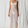Sukienka Maxi Pacifica z wycięciami i perłowymi detalami w kolorze perłowej bieli Sukienka Maxi Pacifica z wycięciami i perłowymi detalami w kolorze perłowej bieli