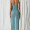 Sukienka maxi Pacifica z wycięciami i perłowymi detalami w kolorze turkusowym Sukienka maxi Pacifica z wycięciami i perłowymi detalami w kolorze turkusowym