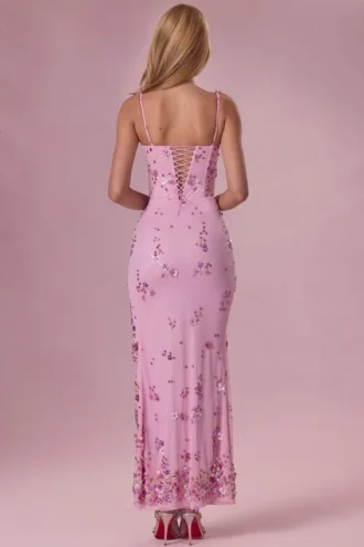 Sukienka maxi Primara z ozdobnym gorsetem w kolorze cukrowego różu Sukienka maxi Primara z ozdobnym gorsetem w kolorze cukrowego różu