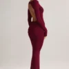 Sukienka maxi Regine z marszczonym tyłem z modalu w kolorze winnym Sukienka maxi Regine z marszczonym tyłem z modalu w kolorze winnym