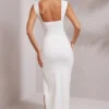 Sukienka maxi Sloane z wysokim rozcięciem i głębokim dekoltem w kolorze białym