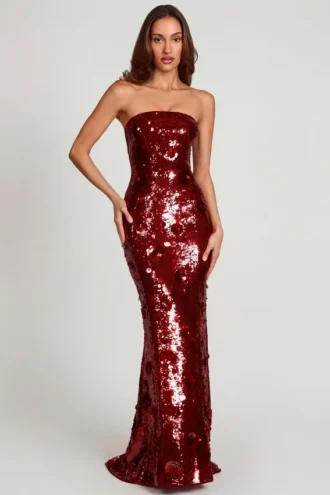 Sukienka maxi z ozdobnym stanikiem typu bandeau Nottola 3D w kolorze czerwonym Sukienka maxi z ozdobnym stanikiem typu bandeau Nottola 3D w kolorze czerwonym