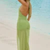 Sukienka maxi z wycięciami i wiązaniem na szyi Caicos w kolorze oliwkowym Sukienka maxi z wycięciami i wiązaniem na szyi Caicos w kolorze oliwkowym