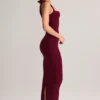 Sukienka midi Ainslee z modalu z kwadratowym dekoltem w kolorze wina