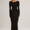 Sukienka midi Ori Modal Peekaboo z długim rękawem w kolorze czarnym Sukienka midi Ori Modal Peekaboo z długim rękawem w kolorze czarnym
