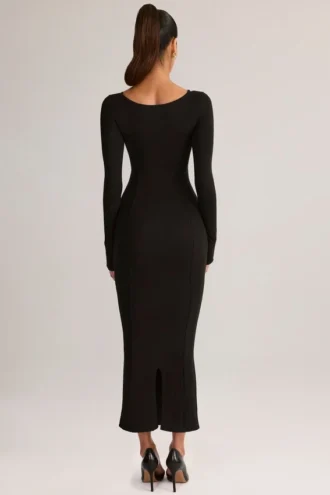 Sukienka midi Ori Modal Peekaboo z długim rękawem w kolorze czarnym Sukienka midi Ori Modal Peekaboo z długim rękawem w kolorze czarnym