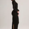 Sukienka midi Ori Modal Peekaboo z długim rękawem w kolorze czarnym Sukienka midi Ori Modal Peekaboo z długim rękawem w kolorze czarnym