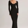 Sukienka midi Ori Modal Peekaboo z długim rękawem w kolorze czarnym Sukienka midi Ori Modal Peekaboo z długim rękawem w kolorze czarnym