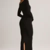 Sukienka midi Ori Modal Peekaboo z długim rękawem w kolorze czarnym Sukienka midi Ori Modal Peekaboo z długim rękawem w kolorze czarnym