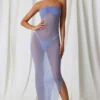Sukienka midi Papeete z marszczonym stanikiem bandeau w kolorze lawendowo-fioletowym Sukienka midi Papeete z marszczonym stanikiem bandeau w kolorze lawendowo-fioletowym